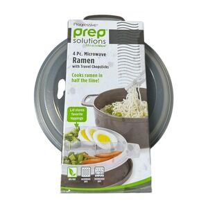 Progressive 4 Piece Microwave Ramen Bowl to Go, Gray Ps 94gy Soup Spoon New